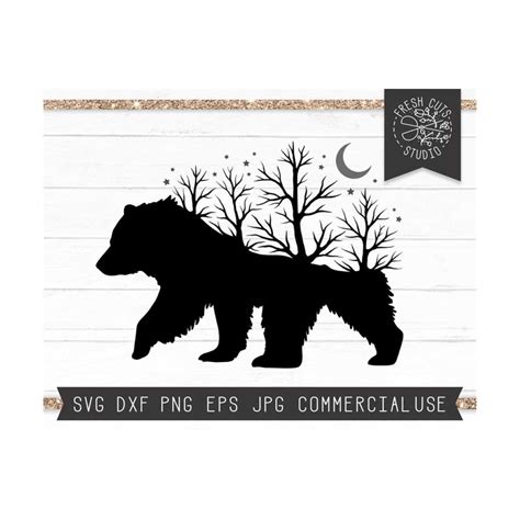 Bear SVG Silhouette Cut File for Cricut, Bear Trees svg, Win - Inspire Uplift