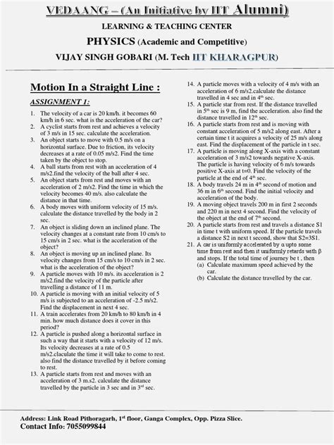 Motion in A Straight Line 1 | PDF | Acceleration | Velocity