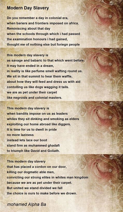 Modern Day Slavery - Modern Day Slavery Poem by mohamed Alpha Ba