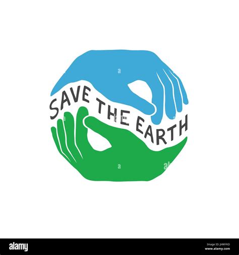 Save the Earth. Earth day concept. Logo design template. Hands hold Earth illustration Stock ...