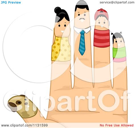 Cartoon Of A Hand With A Dog And Family Finger Puppets - Royalty Free ...