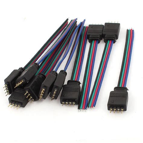 5pcs 10pcs 20pcs RGB 4pin Connector Cable 10cm Female/Male Wire Connector For RGB LED Strip and ...