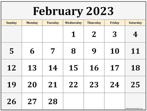 Printable February 2023 Calendar Free 12 Templates Free Printable | Images and Photos finder