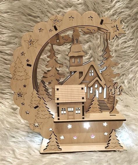 Christmas house. Vector dxf, cdr,svg for CNC, vector file, digital ...