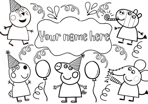 Peppa Pig Personalised Party Colouring Sheet - Etsy