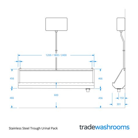 Stainless Steel Trough Urinal Pack - 1200mm, 1800mm or 2400mm