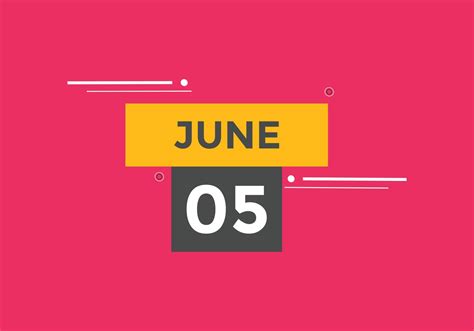 june 5 calendar reminder. 5th june daily calendar icon template ...