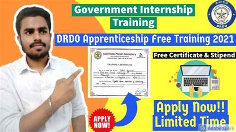 Government Internship Training | DRDO Apprenticeship Free Training 2021 ...