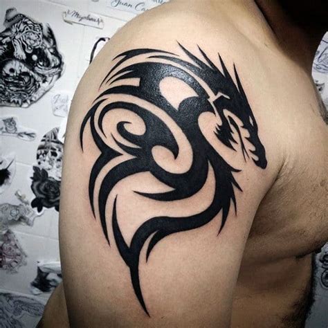 60 Tribal Dragon Tattoo Designs For Men - Mythological Ink Ideas