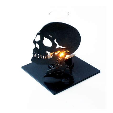 Skull Candle Holder: Candle Holders With Metal Art Skull Goth Decor fo ...