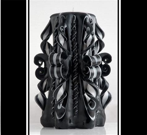 Items similar to Gift for man - Goth - Black Candles - Carved candles ...