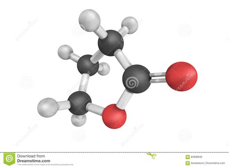 3d Structure of Gamma-Butyrolactone, a Hygroscopic Colorless Stock Illustration - Illustration ...