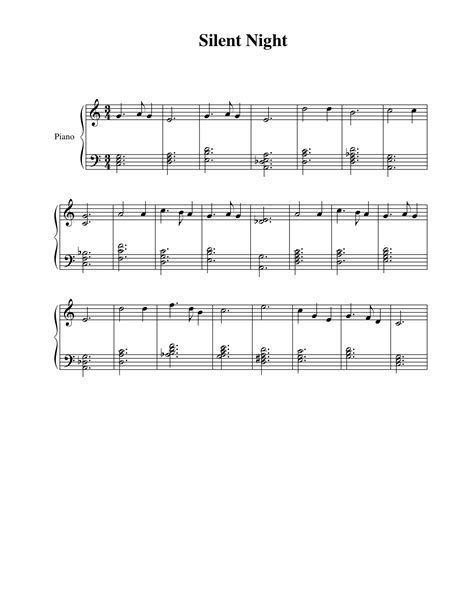 Silent Night Piano Sheet Music Free Printable