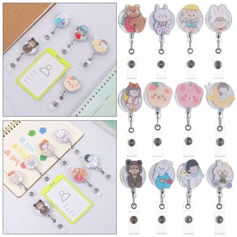 STR6177 Nurse Stationery Girl Doctors Pull Buckle Bear Badge Holder Retractable ID Badge Card ...