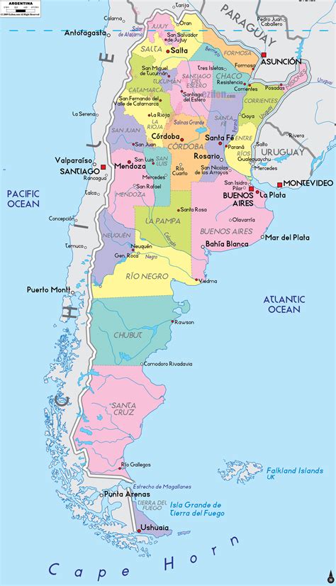 Large political and administrative map of Argentina with major cities | Argentina | South ...