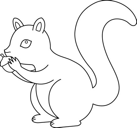 Cute Squirrel Line Art - Free Clip Art