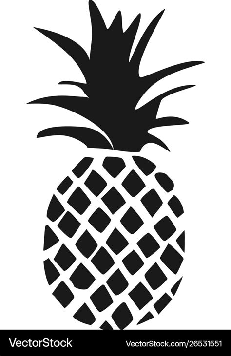 Pineapple tropical fruit black silhouette Vector Image