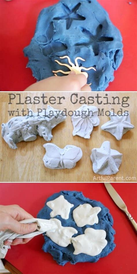 Plaster Casting for Kids with Playdough Molds