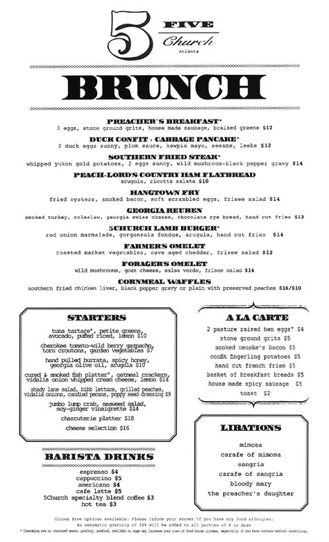 5Church Debuts Brunch Service This Weekend; Here’s the Menu - Eater Atlanta