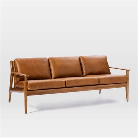 Mathias Mid-Century Wood Frame Leather Sofa (82.5") | west elm