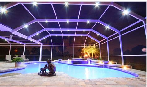 Dive in | Pool enclosure lighting, Swimming pool enclosures, Pool cage