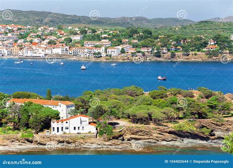 Cadaques View from the Heights. Aerial View Pyrenees Mountains a Stock ...