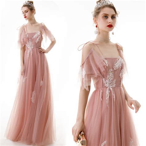 Chic / Beautiful Pearl Pink Evening Dresses 2020 A-Line / Princess ...