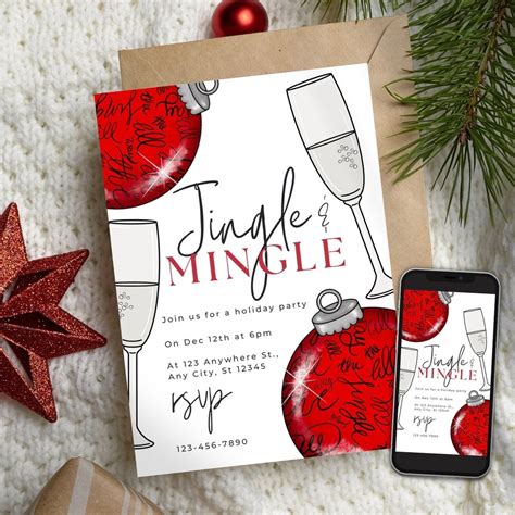 Jingle & Mingle, Editable Invitation, Mobile Invitation, Christmas ...