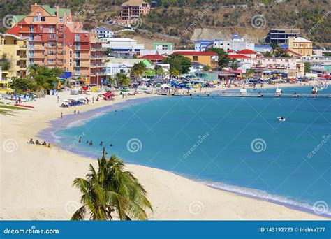 Great Bay Beach in St Maarten, Caribbean Editorial Stock Photo - Image ...