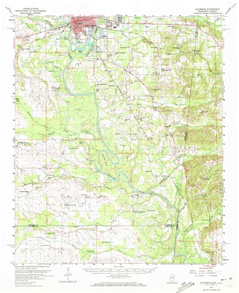 Columbus, Mississippi 1960 (1972) USGS Old Topo Map Reprint 15x15 AL ...