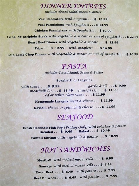 Menu at Casa Nova Restaurant, Niagara Falls