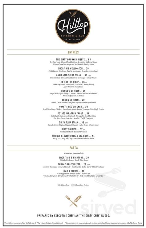 Hilltop Kitchen & Bar menu in Syosset, New York, USA