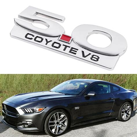 5.0 Coyote V8 Emblem For 11-14 Ford Mustang F150 F250 F350 Chrome Side Body Fender Emblems Decal ...