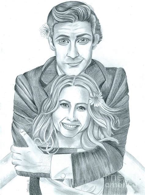 Jim and Pam Drawing by Crystal Rosene