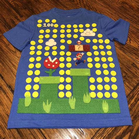 100 Days of School Shirt Super MARIO Bros Felt and fabric for MARIO. Make sure to glue … | 100 ...