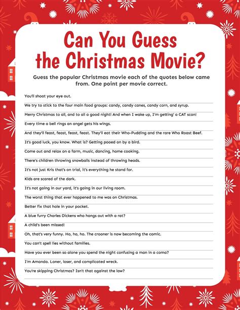 Free Printable Christmas Movie Games | Fun christmas games, Christmas ...