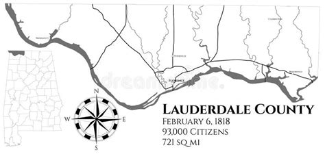 Map of Lauderdale County in Alabama Stock Vector - Illustration of ...