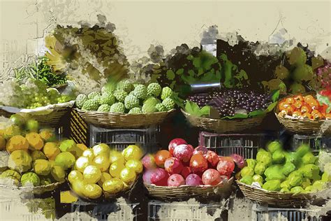 Farmers Market Fruit Stand Painting by Elaine Plesser - Fine Art America