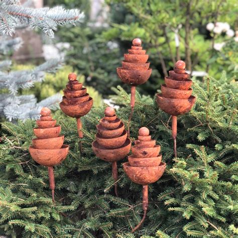 Rusty Flowers Set of 6 Metal Garden Decor 6 Rusty Flowers - Etsy