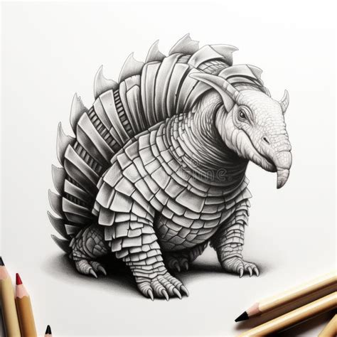 Realistic Armadillo Portrait Tattoo Drawing with High Contrast Stock ...