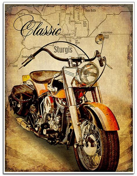 Classic vintage Motorcycle art print The Road to