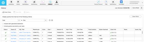 Using the History Page to Monitor Queries | Snowflake Documentation
