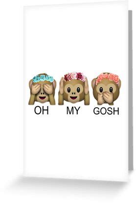 "OH MY GOSH - FLOWER CROWN TUMBLR EMOJI MONKEY" Greeting Card by returntoryland | Redbubble