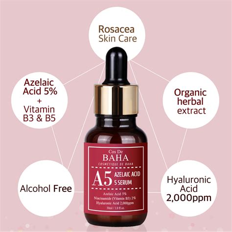 Azelaic Acid 5% Facial Serum with Niacinamide - Fast Rosacea Skin Care – Cos De BAHA