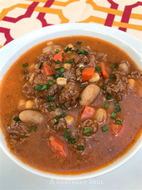 Beef & Bean Slow Cooker Soup | A Southern Soul