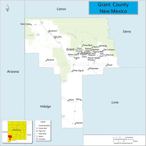 Map of Grant County, New Mexico - Thong Thai Real