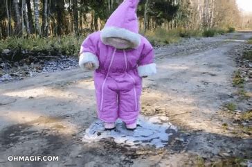 Cute adorable toddler ice walking fail - Funny Gifs and Animated Gifs