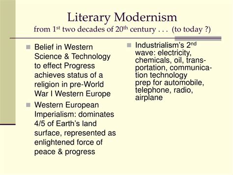 PPT - Literary Modernism from 1 st two decades of 20 th century ...