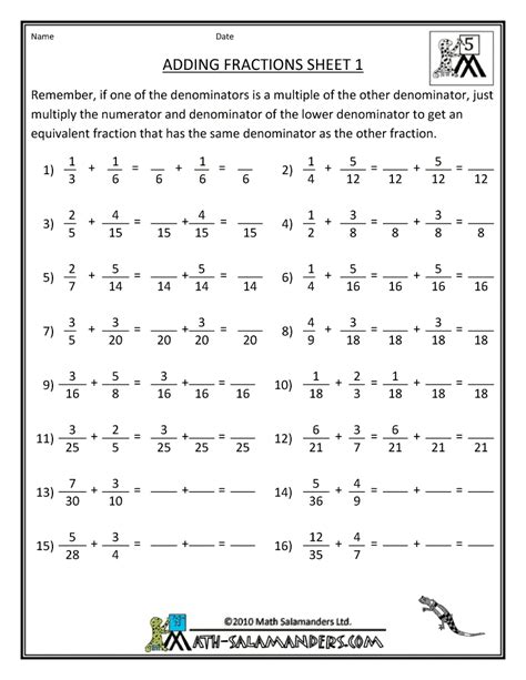 adding fractions with unlike denominators 1 | Education - Math | Pinterest | Adding fractions ...