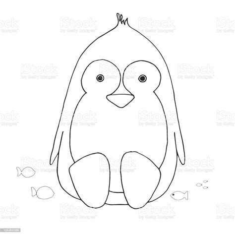 Sketch Cute Penguin Vector Illustration In The Style Of Doodle Stock Illustration - Download ...